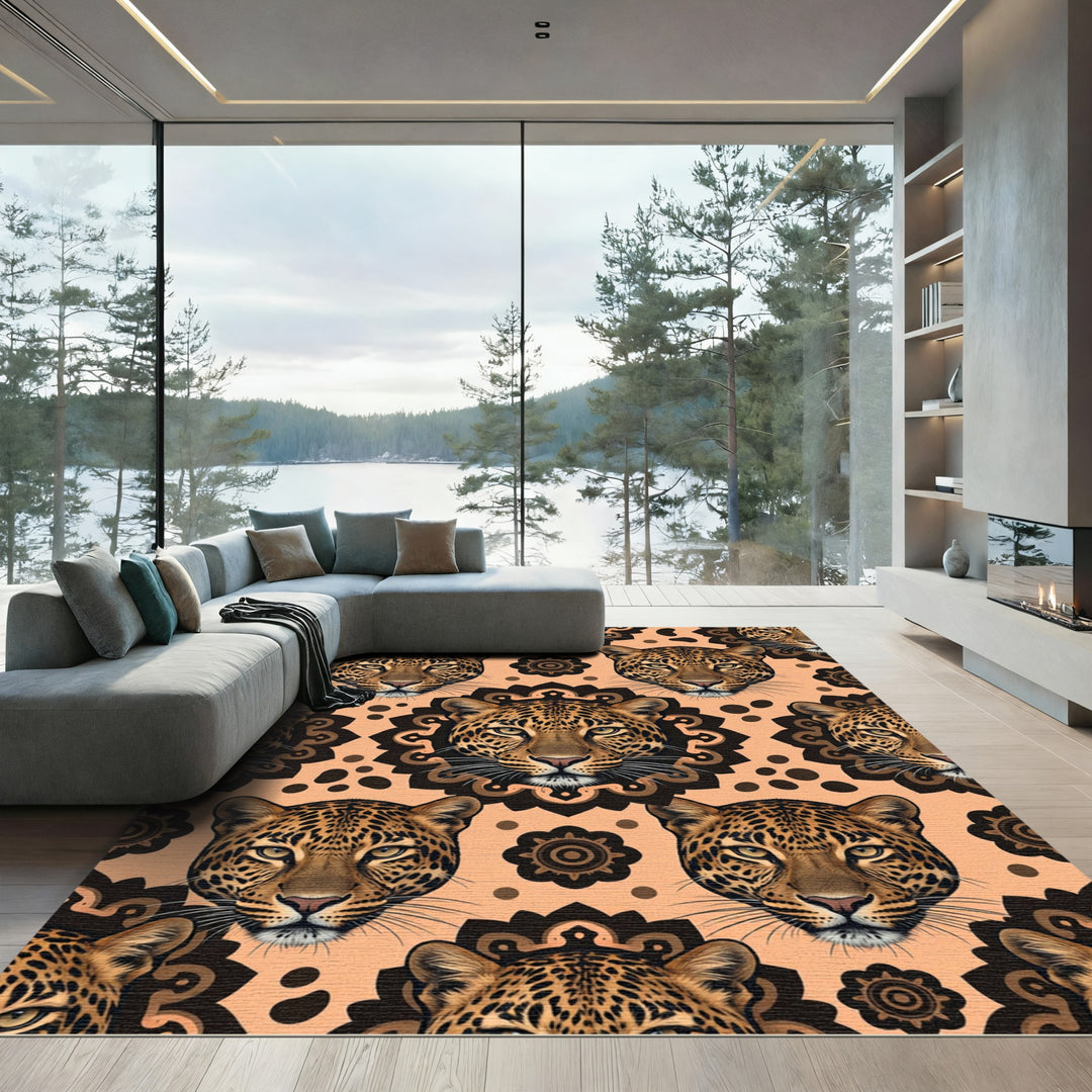 Leopard Medallion Terracotta Home Decor Rug