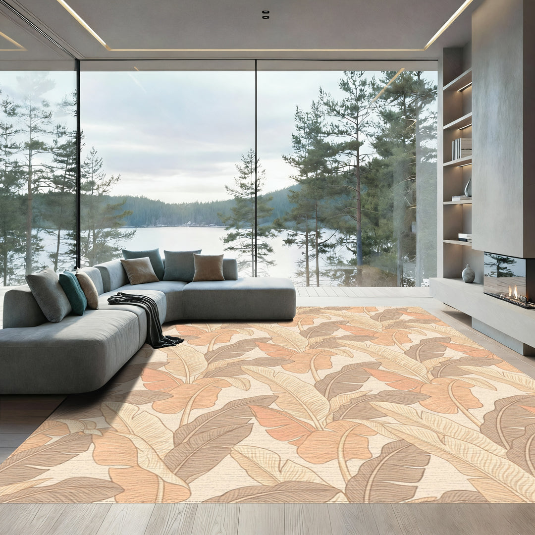 Ornate Tropical Banana Leaf Arrangement Rug