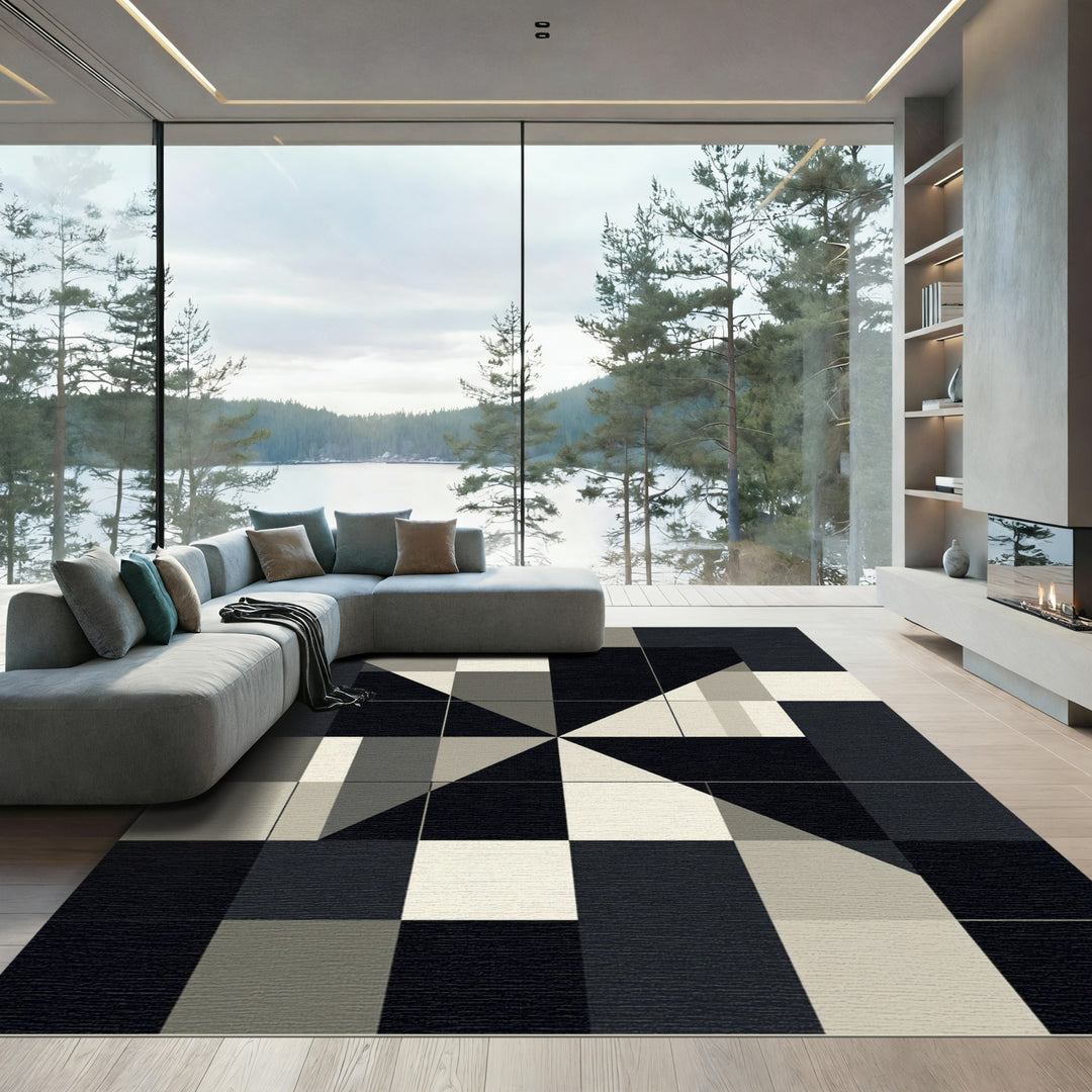 Monochromatic Geometric Quadrant Composition Rug