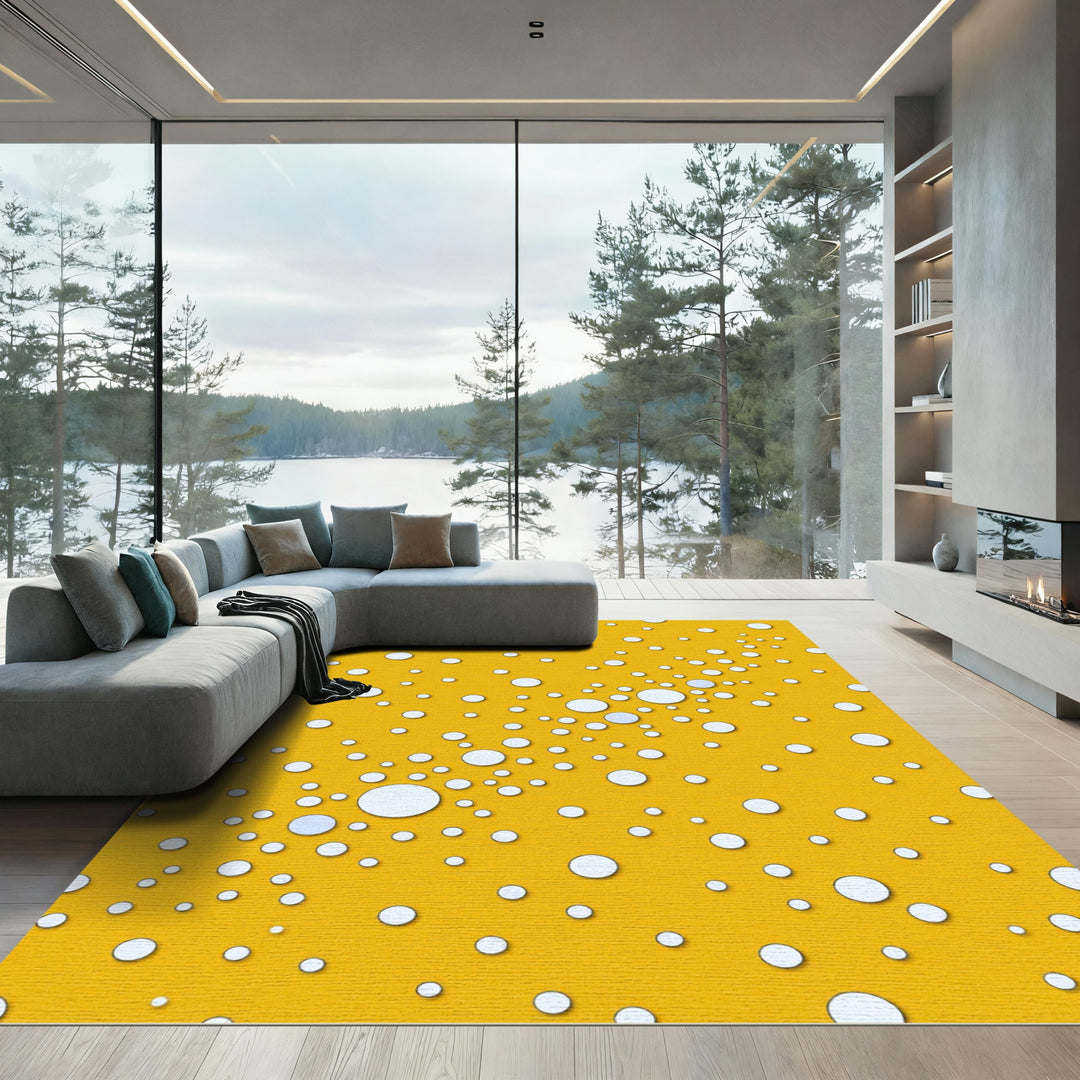 Golden Bubbles Scattered Abstract Rug