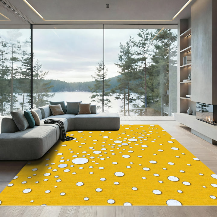 Golden Bubbles Scattered Abstract Rug