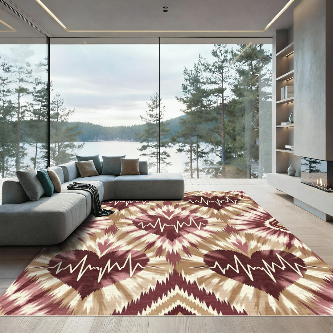 Heartbeat Tie-Dye Crimson Rug