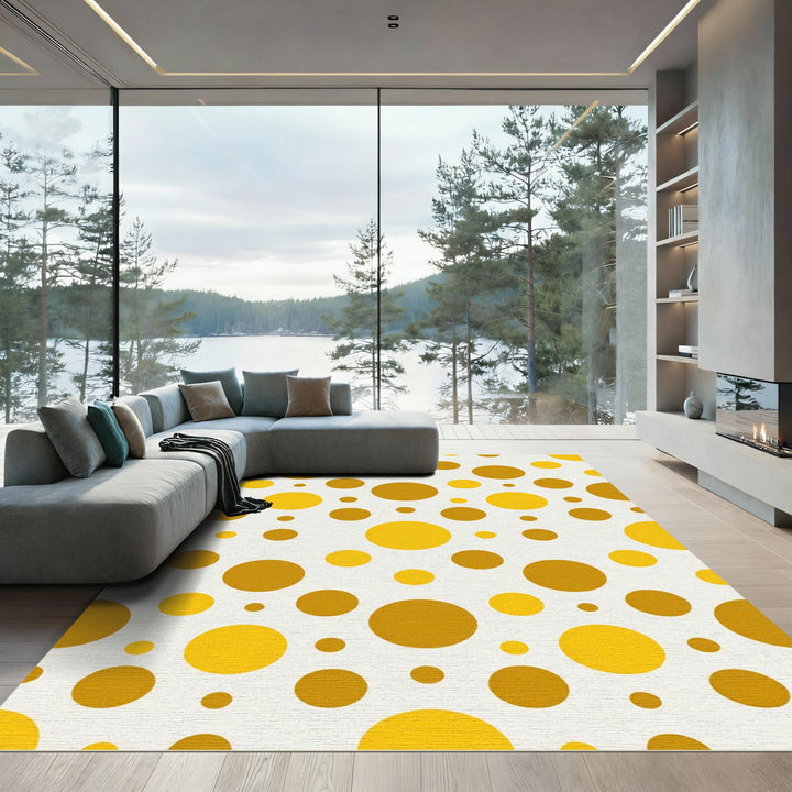 Golden Yellow Polka Dot Area Rug