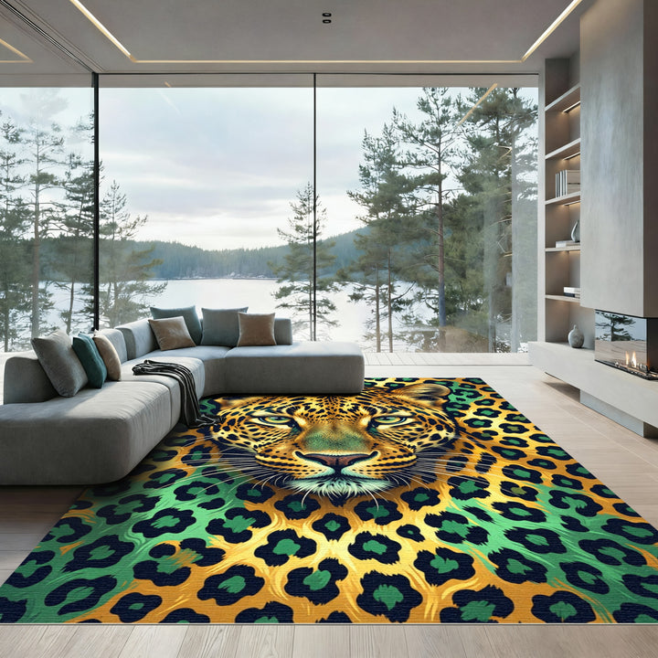 Vibrant Leopard Green Spots Rug