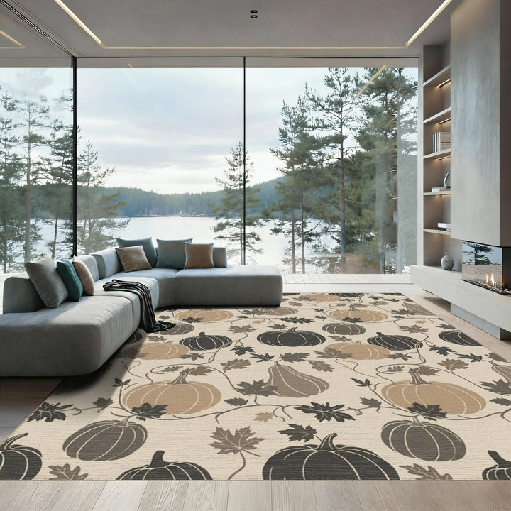 Autumn Pumpkin Vine Swirl Rug