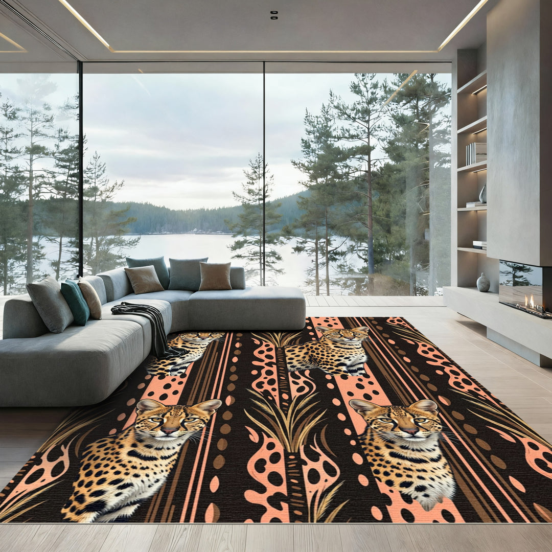 Savanna Leopard Portrait Persian Tribal Rug