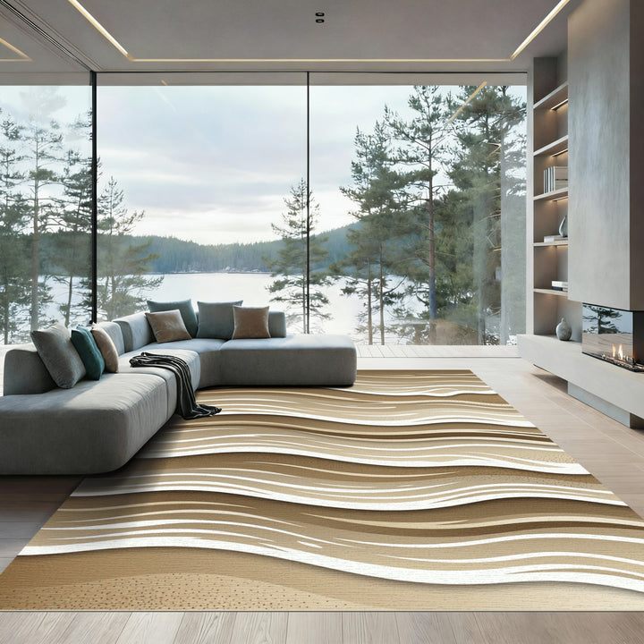 Earthy Tones Abstract Wavy Rug