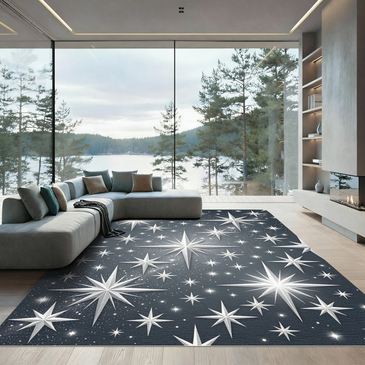 Celestial White Starry Night Rug