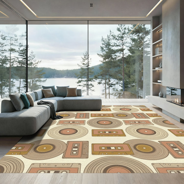 Retro Vinyl Cassette Repeat Rug
