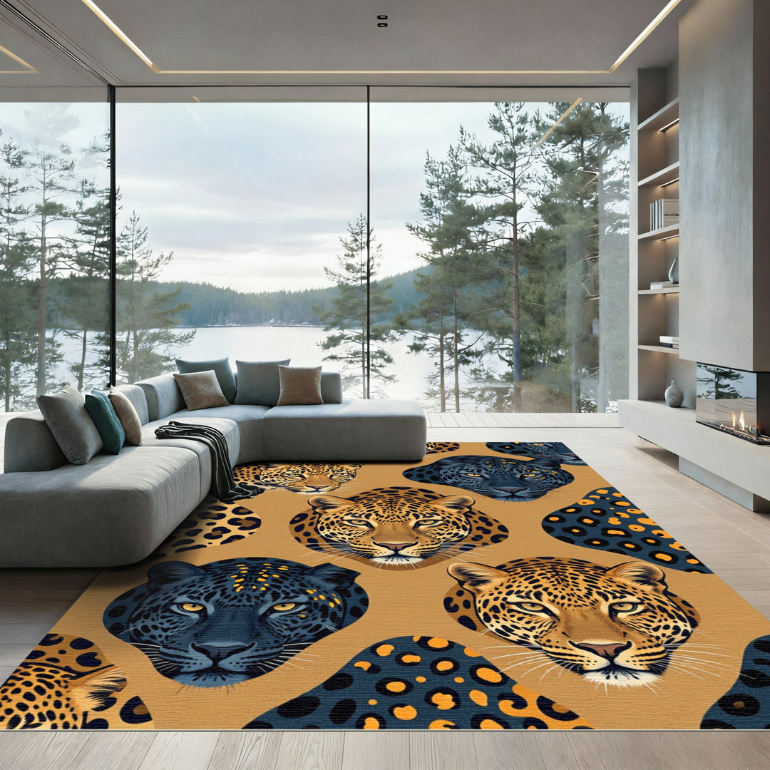 Exotic Leopard Faces And Spots Rug