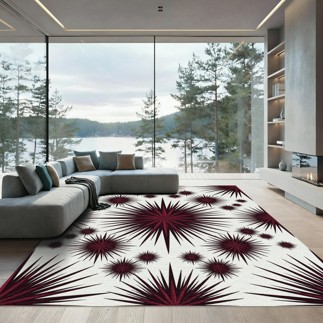 Deep Crimson Starburst Radiance Rug