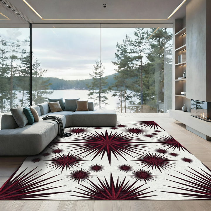 Deep Crimson Starburst Radiance Rug