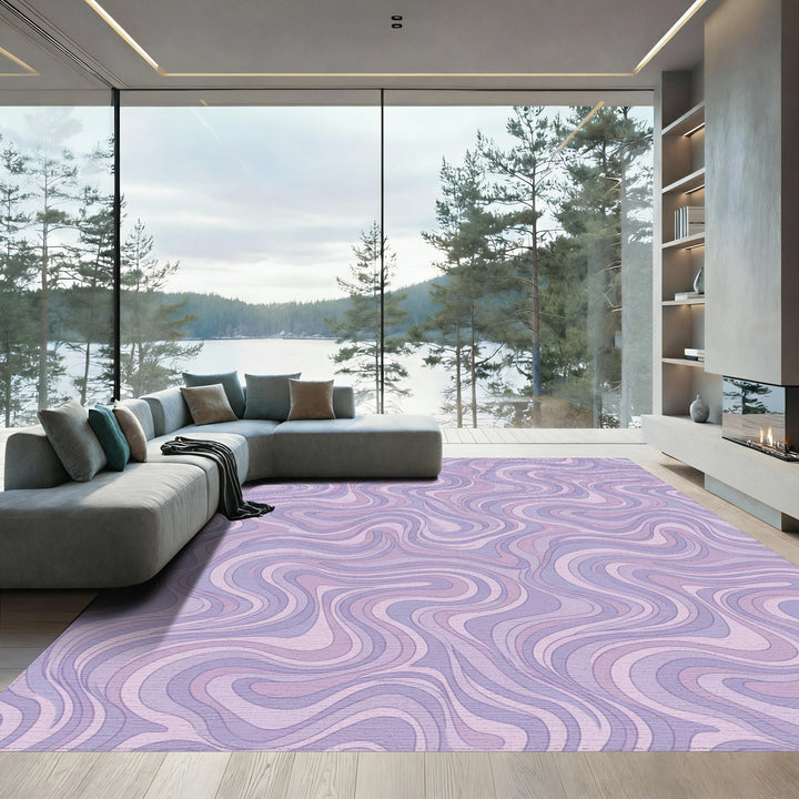 Pastel Lavender Swirl Marble Rug