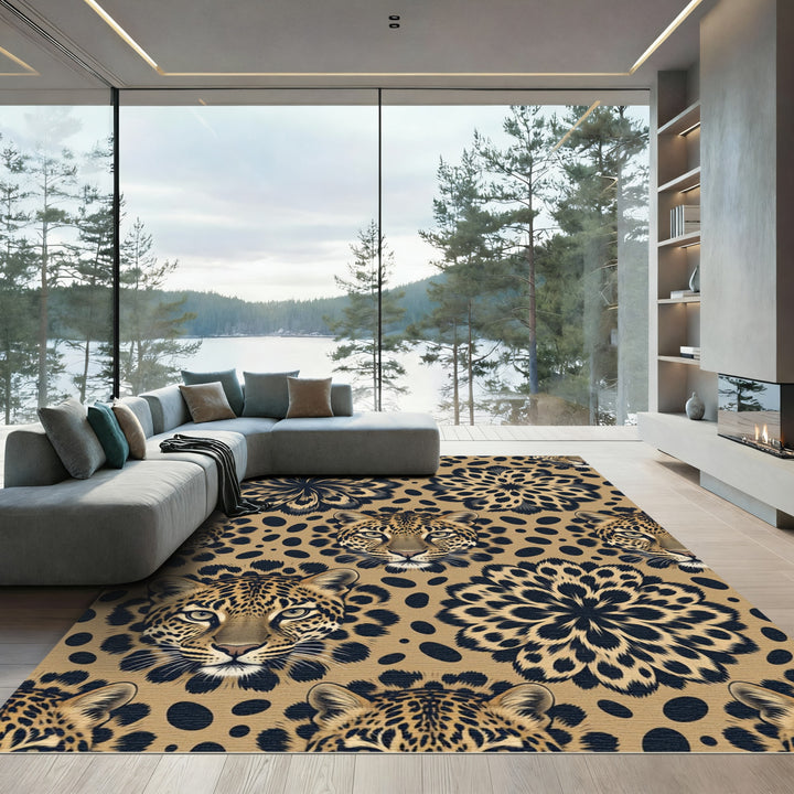 Leopard Flower Exotic Animal Accent Rug