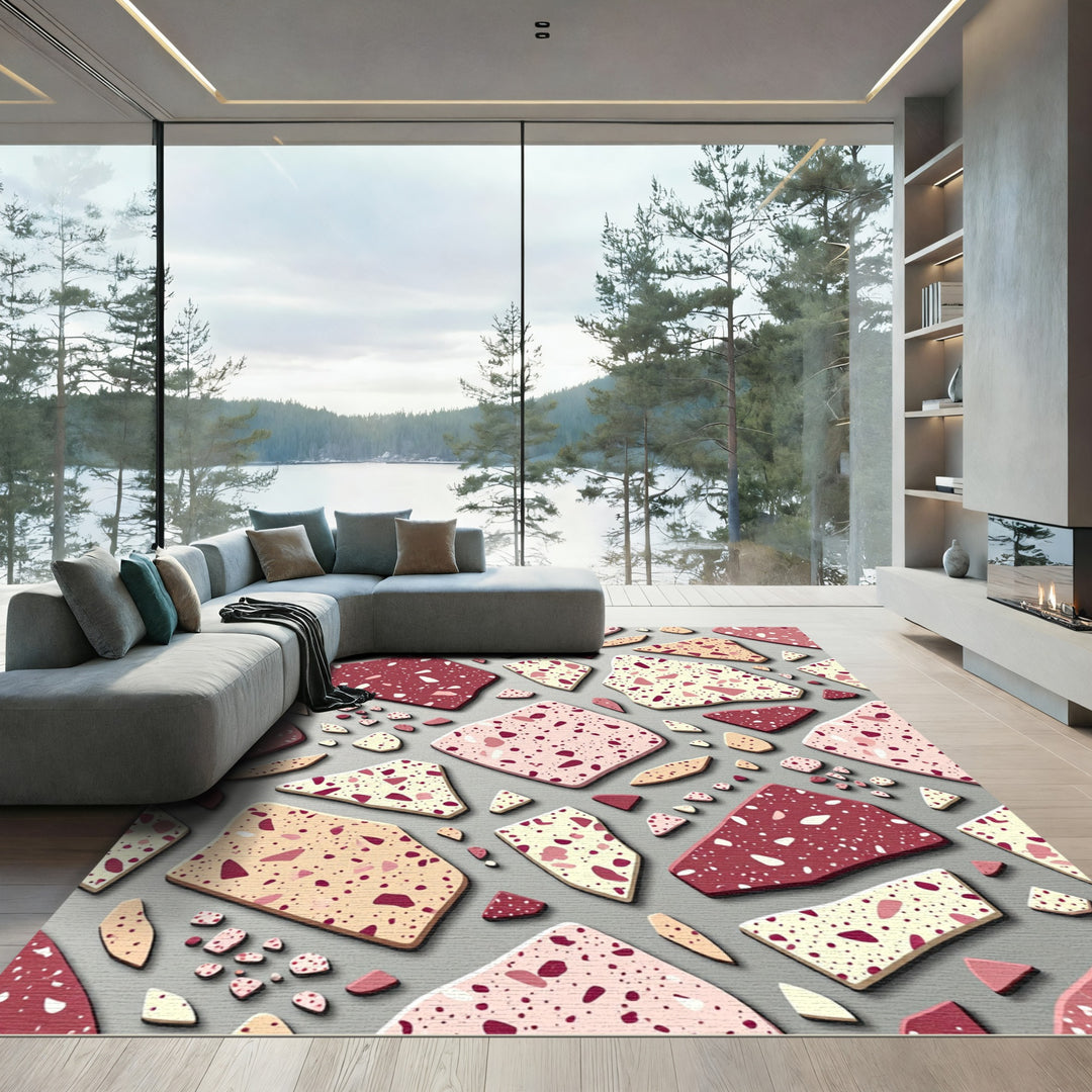 Pink Terrazzo Scattered Shards Rug