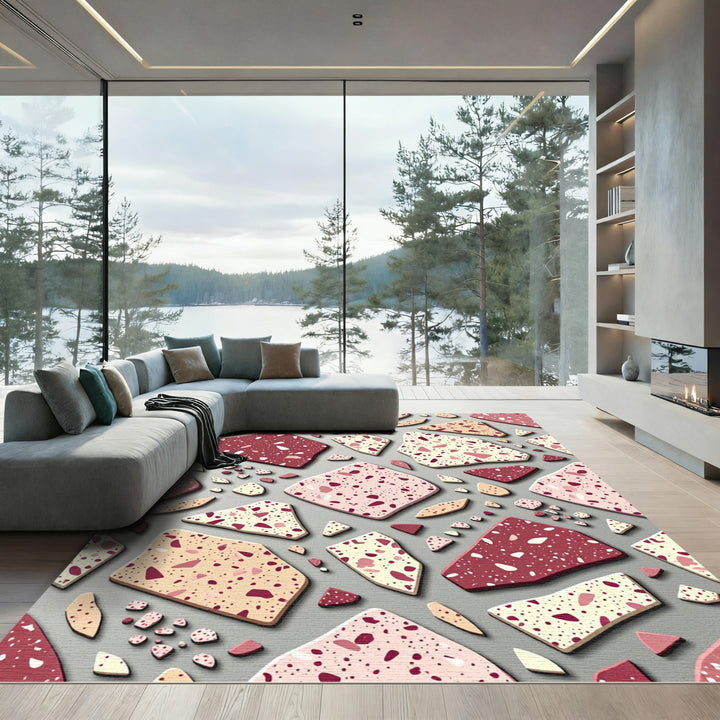 Pink Terrazzo Scattered Shards Rug