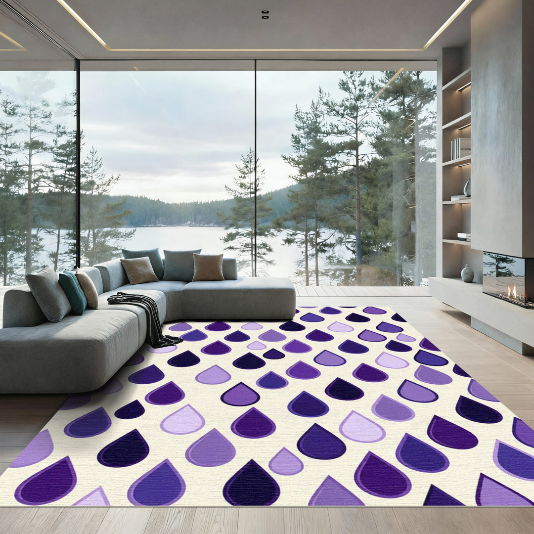 Purple Raindrop Geometric Rug