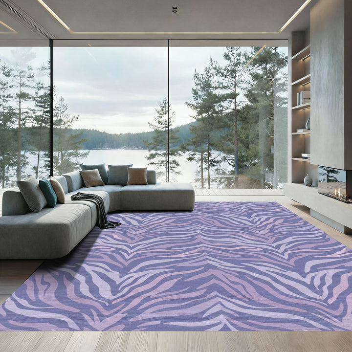 Wavy Lavender Zebra Stripes Rug
