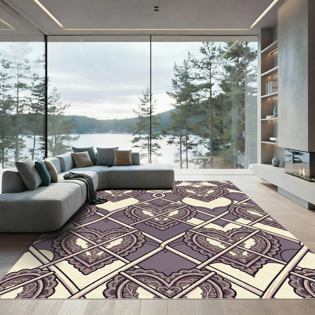 Victorian Lace Heart Damask Rug