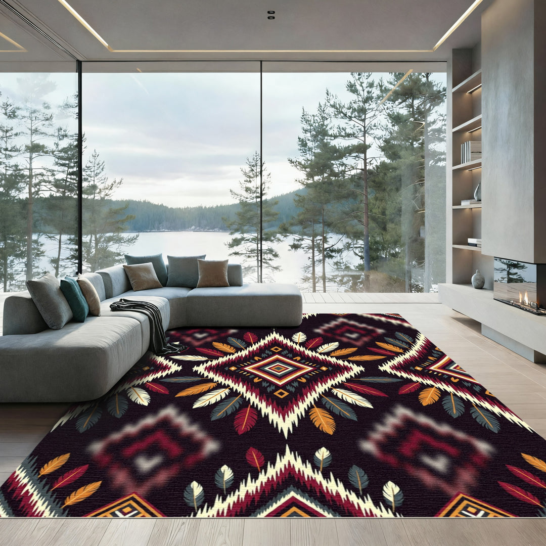 Bold Feathered Ikat Diamond Rug