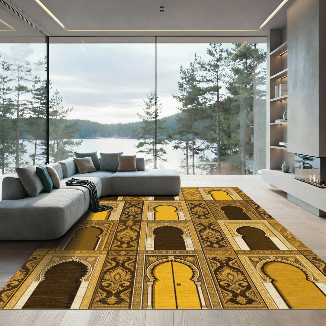 Golden Arched Doorway Islamic Rug
