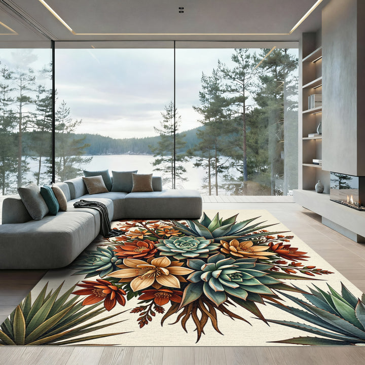 Succulent Botanical Arrangement Rug