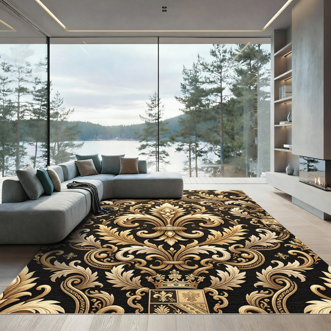 Gilded Fleur-de-lis Regal Damask Rug