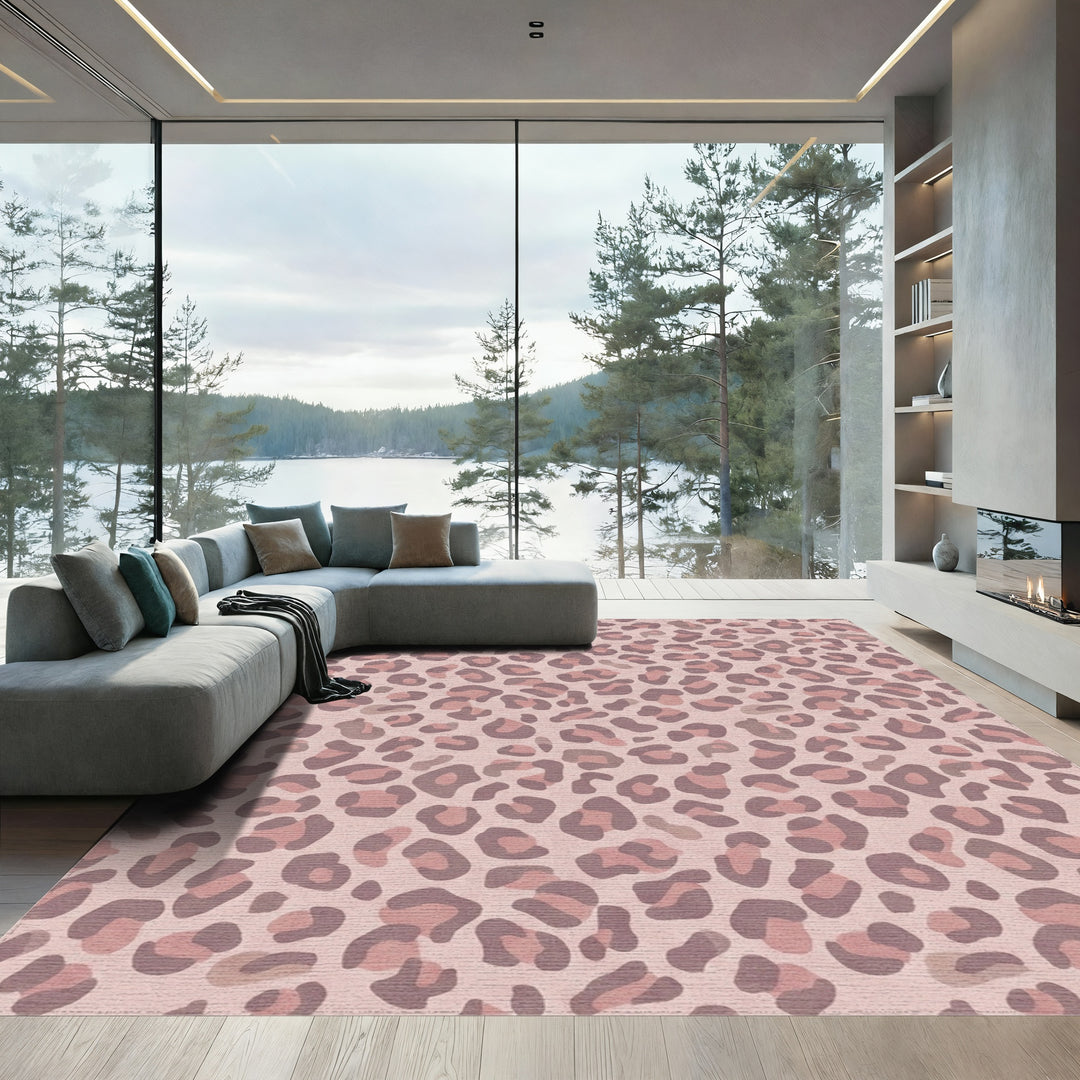 Soft Rose Leopard Spots Rug