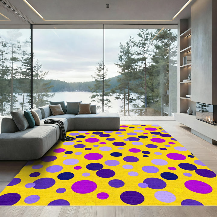 Bright Yellow Polka Dot Circles Rug