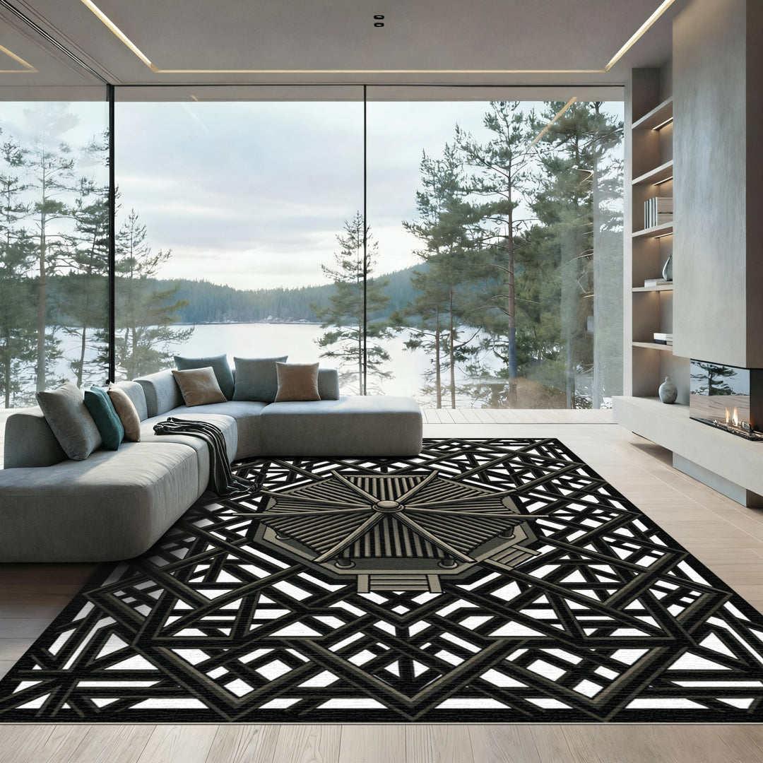 Geometric Pagoda Architectural Rug