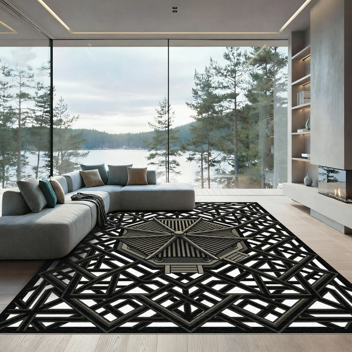 Geometric Pagoda Architectural Rug