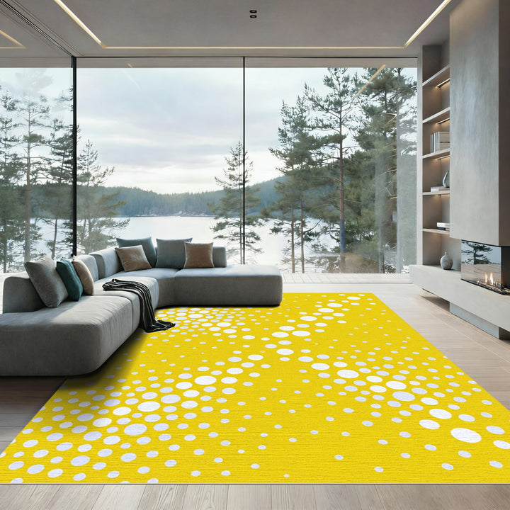 Yellow Halftone Dot Contemporary Rug
