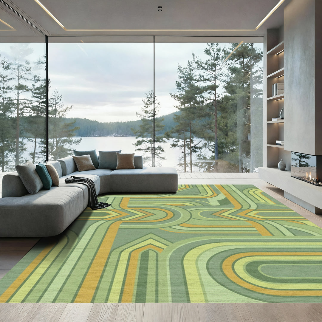 Retro Geometric Flow Rug