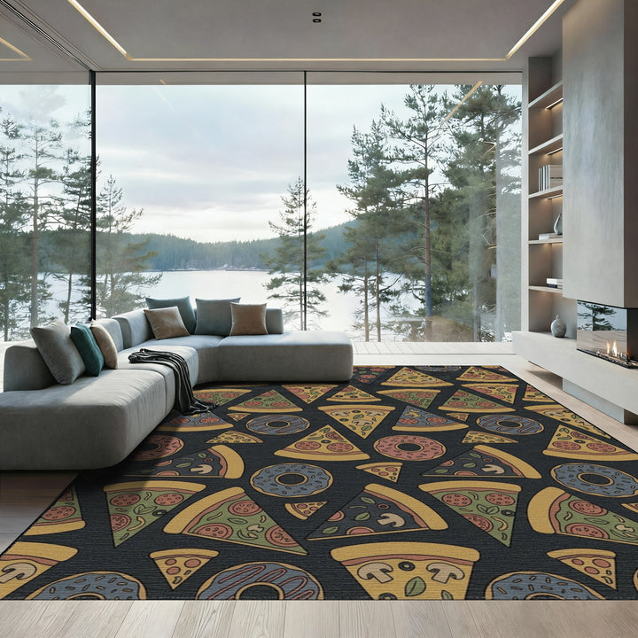 Whimsical Pizza and Donut Repeat Rug