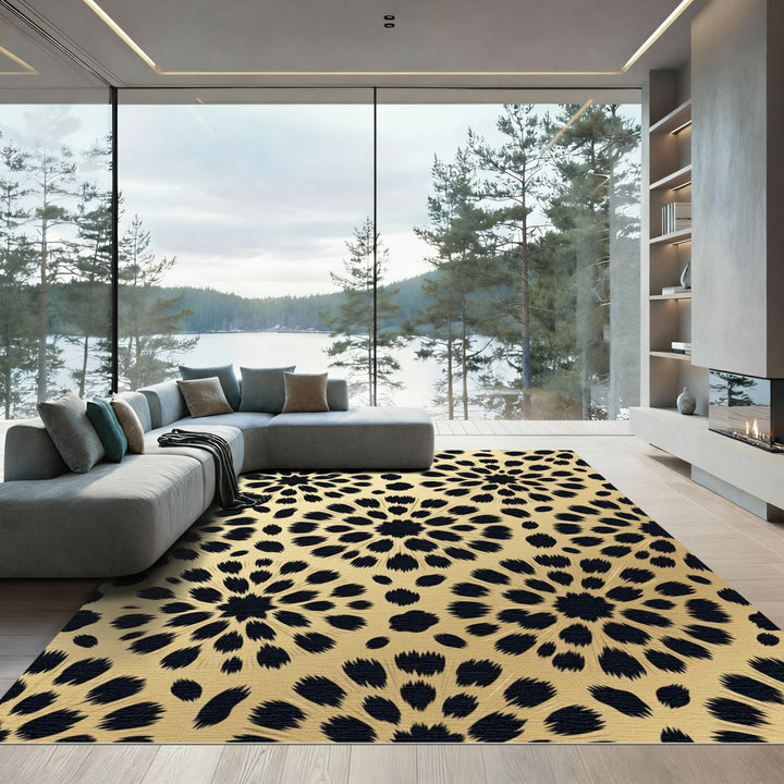 Golden Black Dandelion Radiance Rug