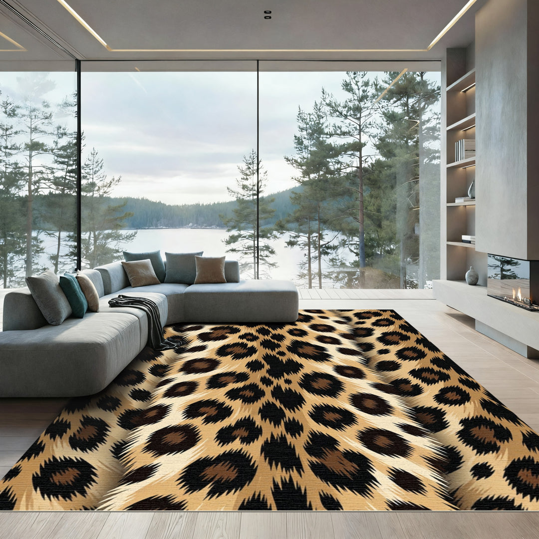 Bold Leopard Spots Animal Hide Rug
