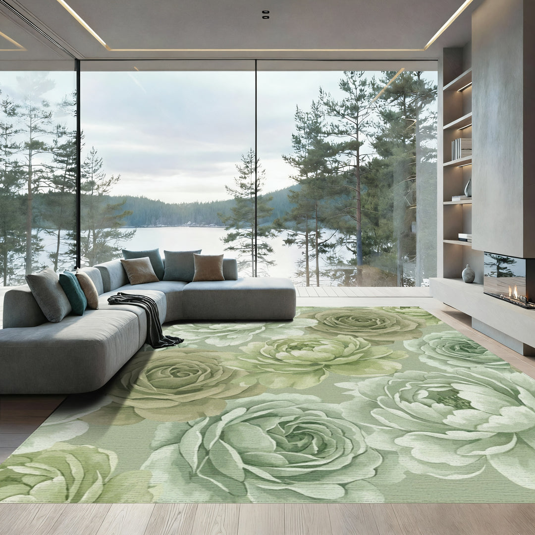 Earthy Tone Floral Garden Arrangement Rug