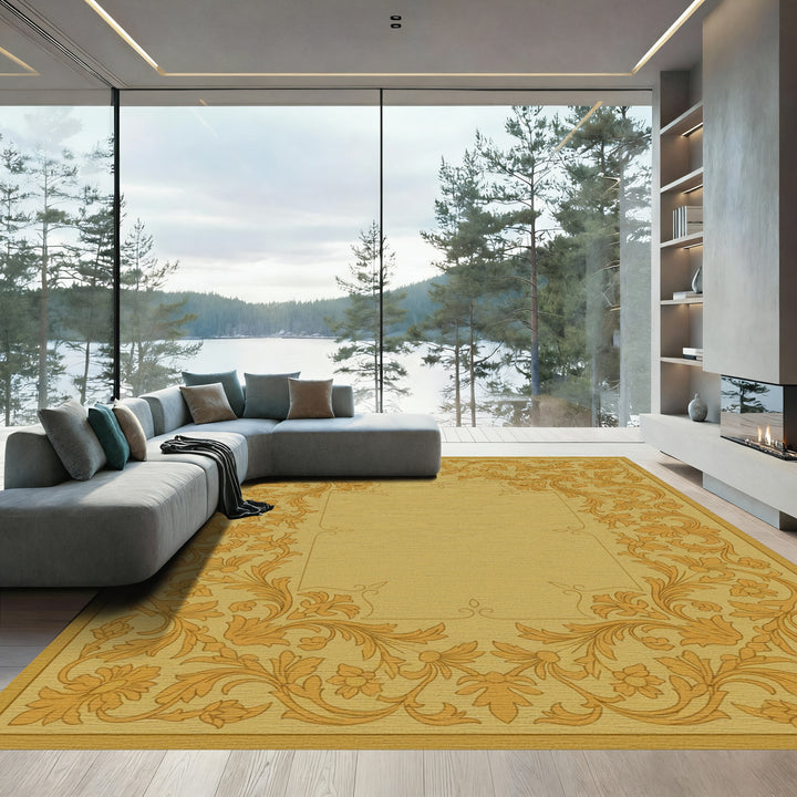 Embellished Ornate Leaf Scroll Rug