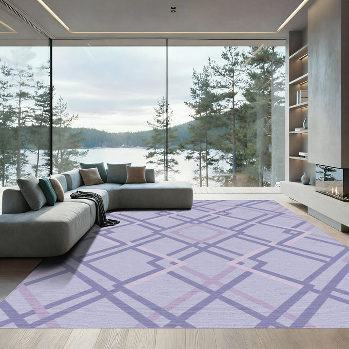 Soft Purple Geometric Intersecting Diamonds Rug