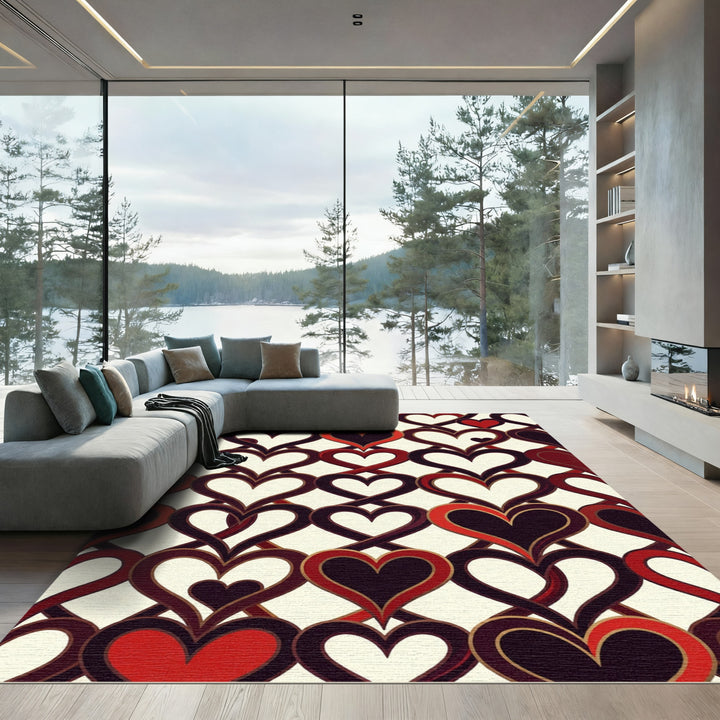 Heart Vines Romantic Retro Rug