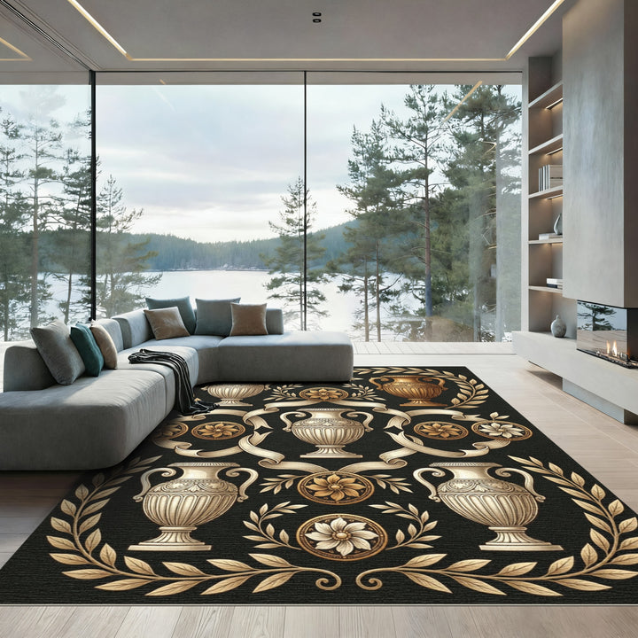 Golden Laurel Vase Ornamental Rug