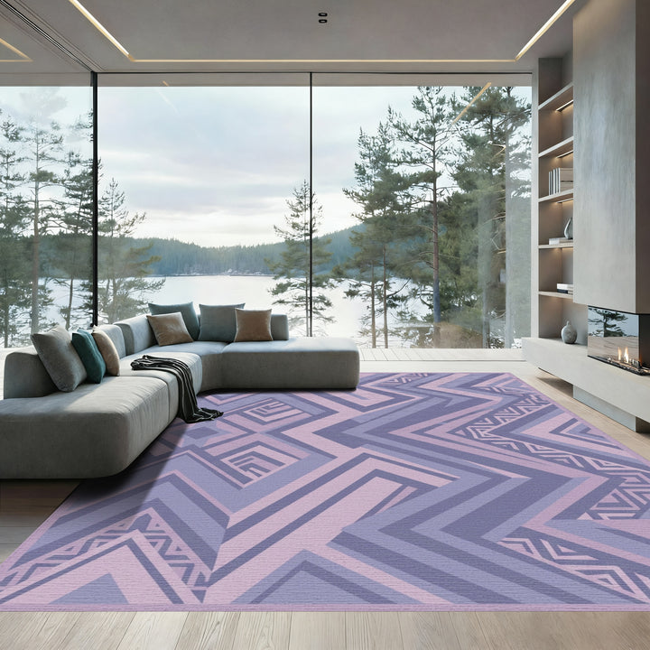 Geometric Lavender Chevron Abstract Rug