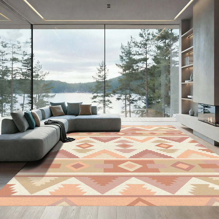 Earthy Geometric Southwestern Tribal Diamonds Rug