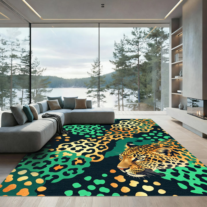 Golden Leopard Jungle Spots Rug