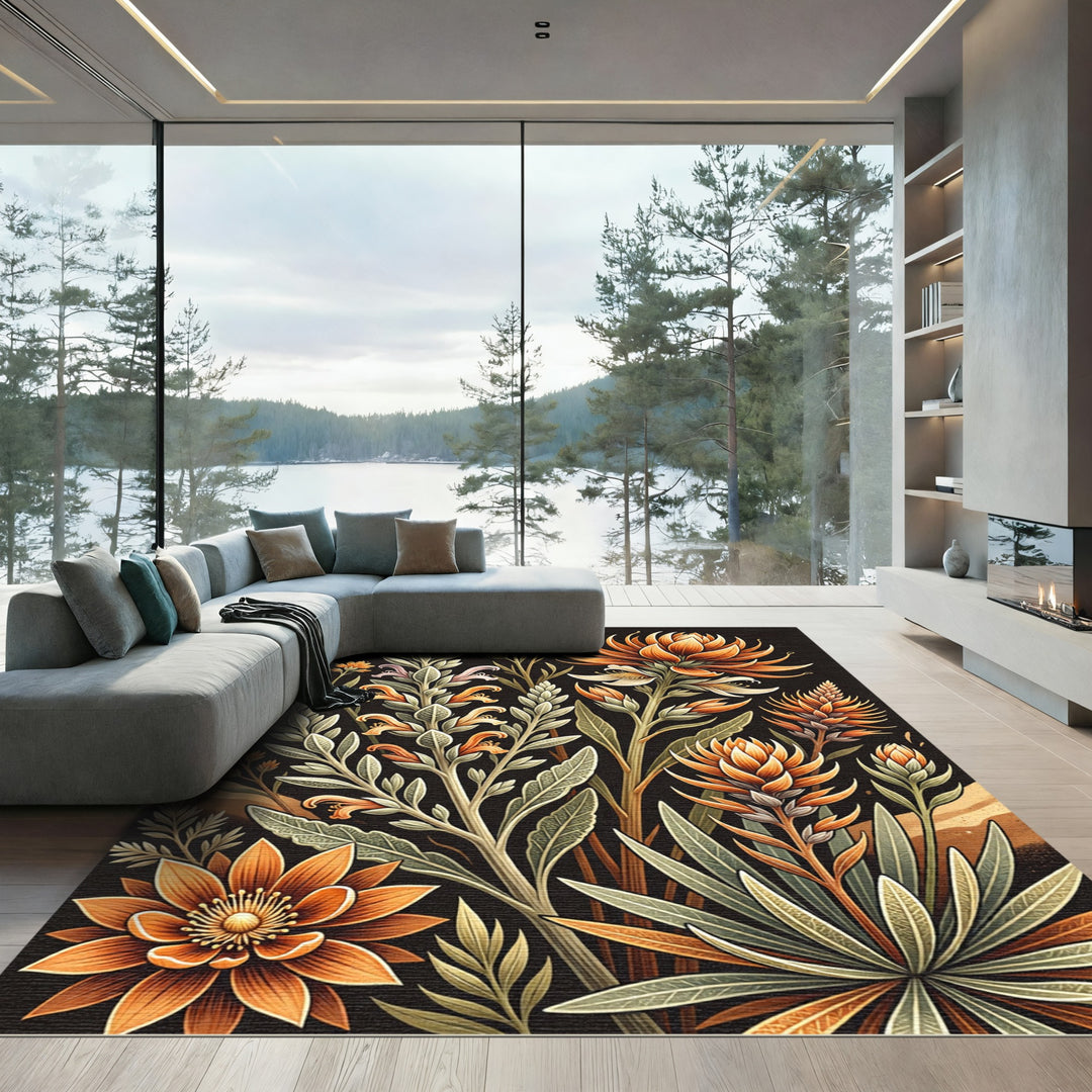 Exotic Orange Blossom Floral Rug