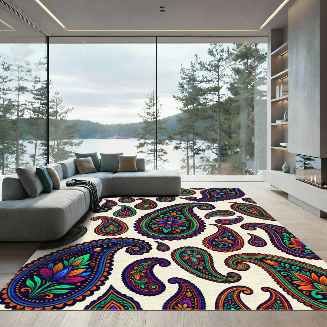Vibrant Bold Paisley Drop Motif Rug