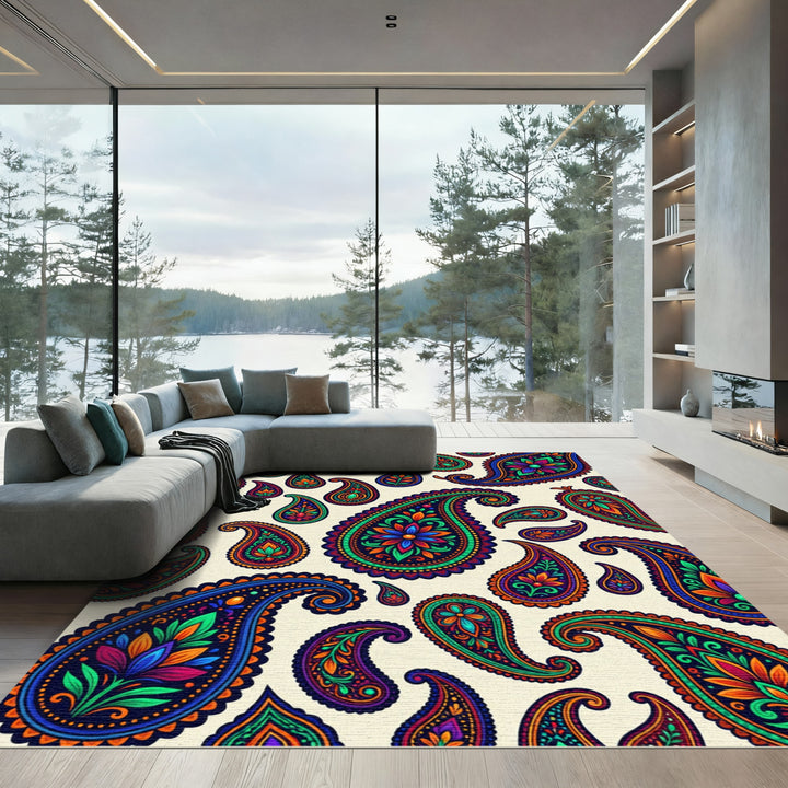Vibrant Bold Paisley Drop Motif Rug