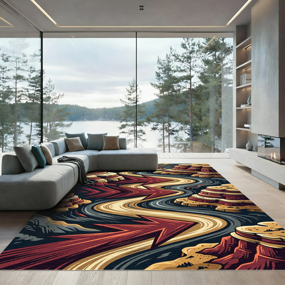 Abstract Canyon River Arrow Rug