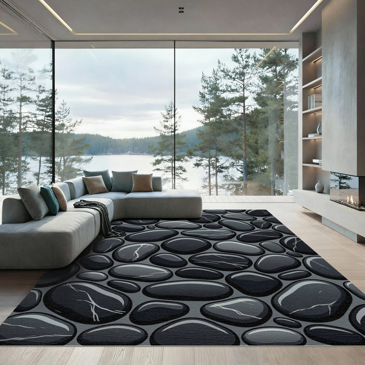 Dark Gray Natural Stone Layout Rug
