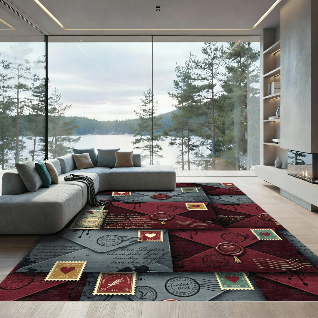 Crimson Heart Wax Seal Envelopes Rug